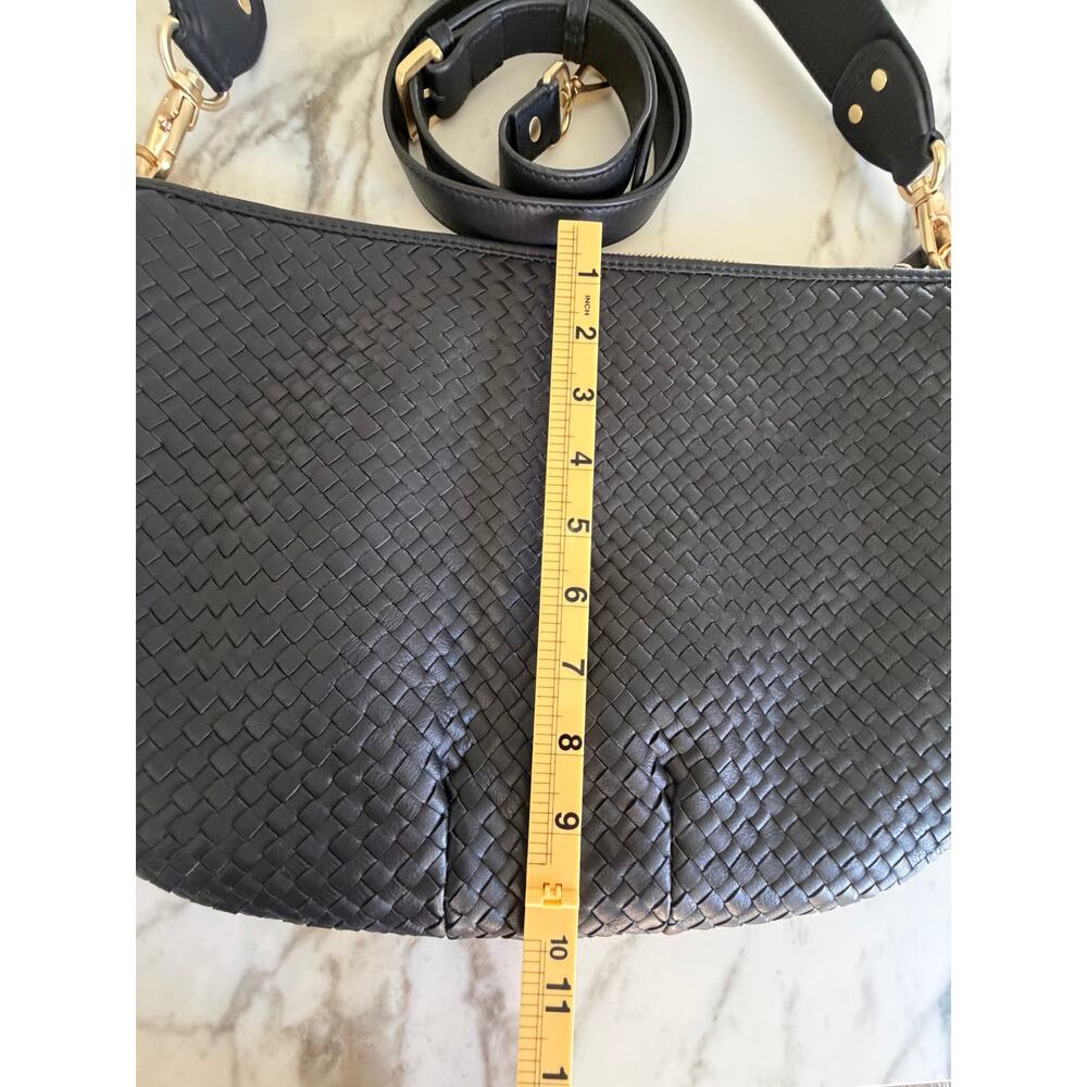 Quince NEW Italian Leather Convertible Crescent Handwoven Black Shoulder Bag - Picture 8 of 8